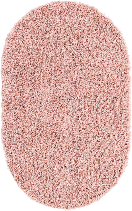 Dusty Rose 7' 10 x 10' Davos Shag Oval Area Rug Thick Soft Touch Fluffy & Plush Shaggy Pile 100% Polypropylene Carpet for Living Dining Bedrooms Office for Sale at Rug Engine