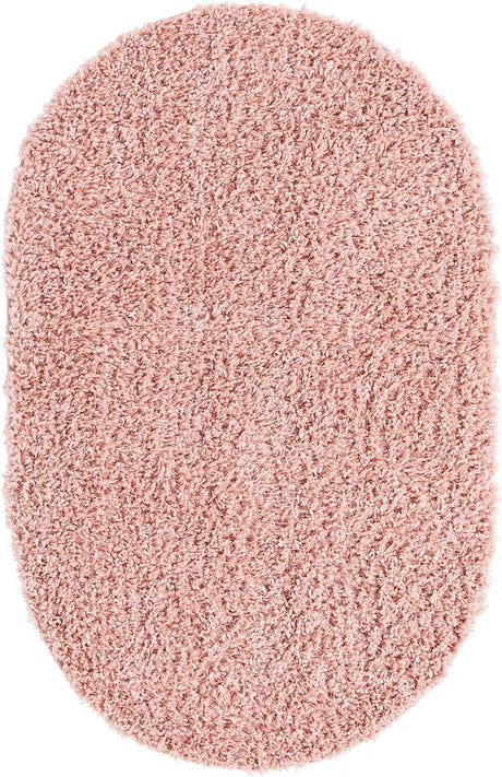 Dusty Rose 3' 1 x 5' 3 Davos Shag Oval Area Rug Thick Soft Touch Fluffy & Plush Shaggy Pile 100% Polypropylene Carpet for Living Dining Bedrooms Office for Sale at Rug Engine