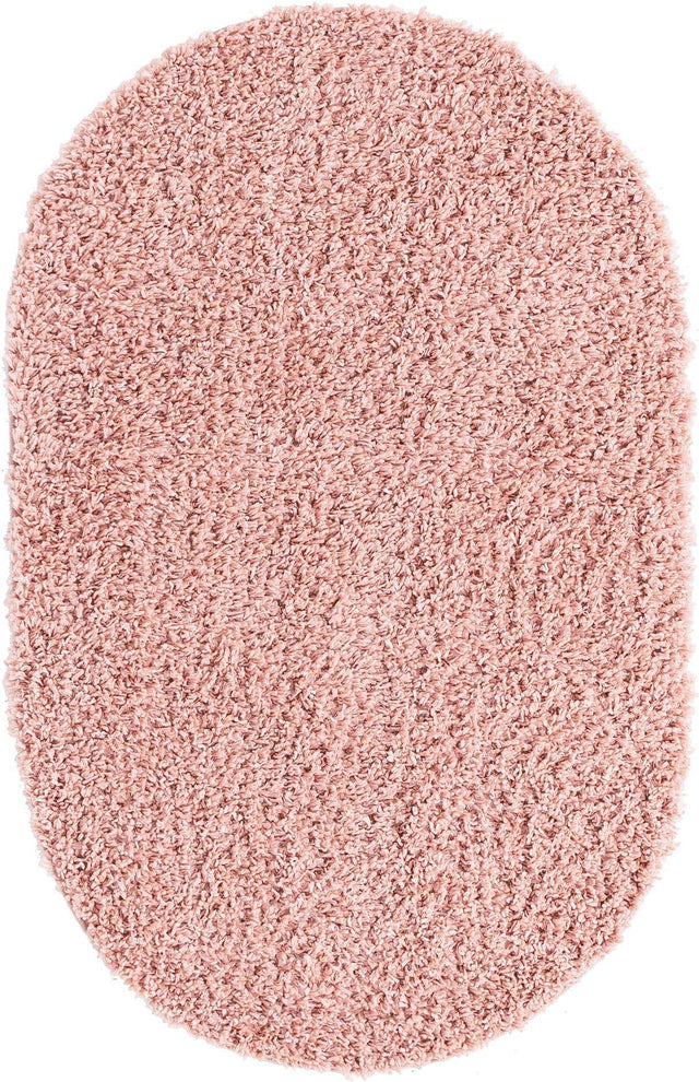 Dusty Rose 3' 1 x 5' 3 Davos Shag Oval Area Rug Thick Soft Touch Fluffy & Plush Shaggy Pile 100% Polypropylene Carpet for Living Dining Bedrooms Office for Sale at Rug Engine