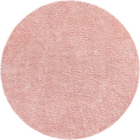 Dusty Rose 2' x 2' Davos Shag Round Area Rug Thick Soft Touch Fluffy & Plush Shaggy Pile 100% Polypropylene Carpet for Living Dining Bedrooms Office for Sale at Rug Engine