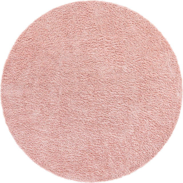 Dusty Rose 2' x 2' Davos Shag Round Area Rug Thick Soft Touch Fluffy & Plush Shaggy Pile 100% Polypropylene Carpet for Living Dining Bedrooms Office for Sale at Rug Engine