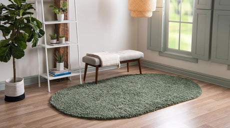 Sage 3' 1 x 5' 3 Davos Shag Oval Area Rug Thick Soft Touch Fluffy & Plush Shaggy Pile 100% Polypropylene Carpet for Living Dining Bedrooms Office for Sale at Rug Engine