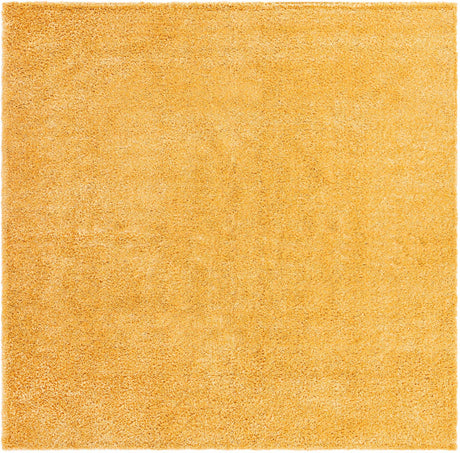 Sun Yellow 10' x 10' Davos Shag Square Area Rug Thick Soft Touch Fluffy & Plush Shaggy Pile 100% Polypropylene Carpet for Living Dining Bedrooms Office for Sale at Rug Engine