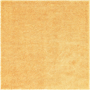 Sun Yellow 7' 1 x 7' 1 Davos Shag Square Area Rug Thick Soft Touch Fluffy & Plush Shaggy Pile 100% Polypropylene Carpet for Living Dining Bedrooms Office for Sale at Rug Engine
