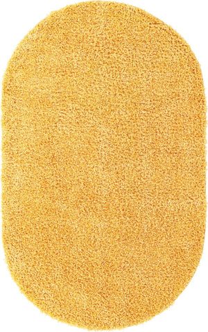 Sun Yellow 5' 3 x 8' Davos Shag Oval Area Rug Thick Soft Touch Fluffy & Plush Shaggy Pile 100% Polypropylene Carpet for Living Dining Bedrooms Office for Sale at Rug Engine