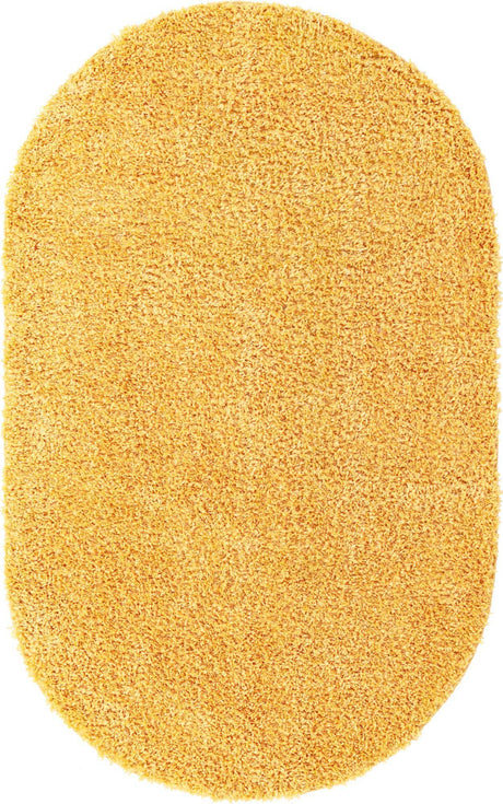 Sun Yellow 5' 3 x 8' Davos Shag Oval Area Rug Thick Soft Touch Fluffy & Plush Shaggy Pile 100% Polypropylene Carpet for Living Dining Bedrooms Office for Sale at Rug Engine