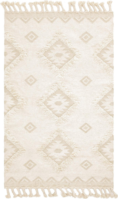 Ivory 1' 6 x 1' 6 Mesa Sample Area Rug 100% Wool Geometric All Natural Carpet for Living, Dining, Office, Bedrooms, Dorms, Kitchens for Sale at Rug Engine