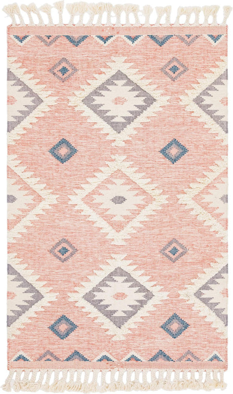 Pink 1' 6 x 1' 6 Mesa Sample Area Rug 100% Wool Geometric All Natural Carpet for Living, Dining, Office, Bedrooms, Dorms, Kitchens for Sale at Rug Engine