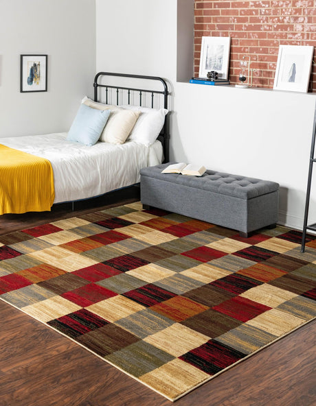 Multicolor 6' 1 x 6' 1 Barista Square Area Rug 100% Polypropylene Abstract Modern Geometric Carpet for Living Room Dining Office Dorm Room Decor for Sale at Rug Engine