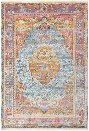 Light Blue 10' x 14' Baracoa Rectangle Area Rug 100% Polypropylene Distressed Vintage Living Dining Room Office Traditional Carpet for Sale at Rug Engine
