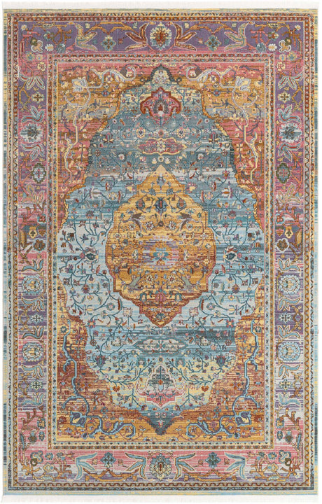 Light Blue 6' x 9' Baracoa Rectangle Area Rug 100% Polypropylene Distressed Vintage Living Dining Room Office Traditional Carpet for Sale at Rug Engine