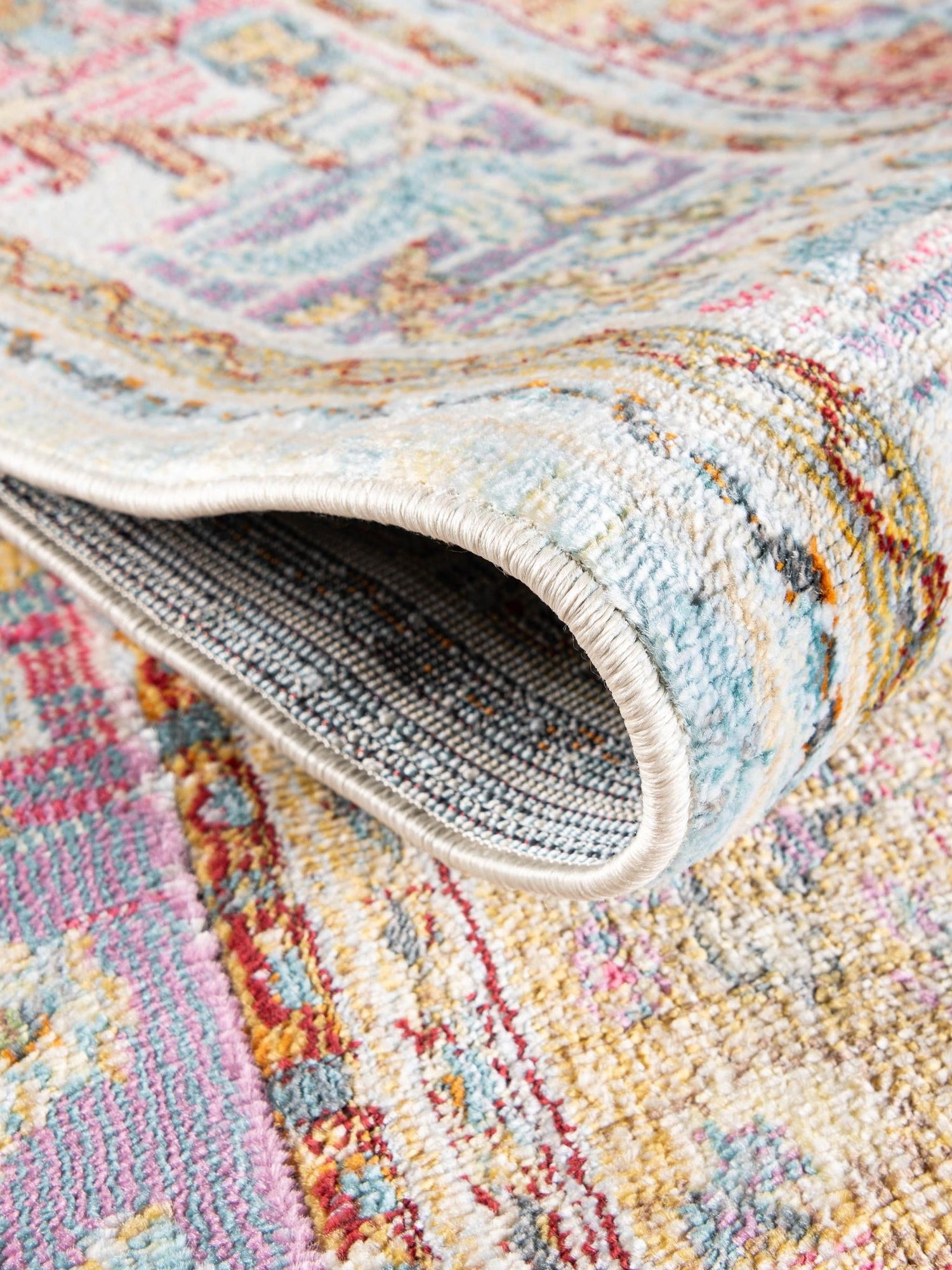 Light Blue 4' x 4' Baracoa Square Area Rug 100% Polypropylene Distressed Vintage Living Dining Room Office Traditional Carpet for Sale at Rug Engine