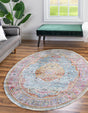 Light Blue 3' 3 x 5' 3 Baracoa Oval Area Rug 100% Polypropylene Distressed Vintage Living Dining Room Office Traditional Carpet for Sale at Rug Engine