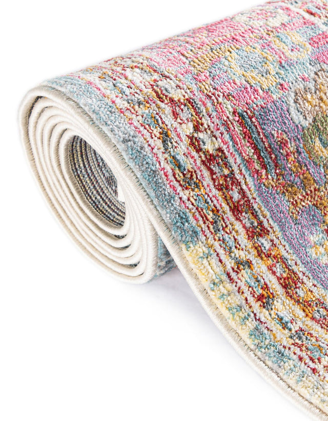 Light Blue 8' x 8' Baracoa Octagon Area Rug 100% Polypropylene Distressed Vintage Living Dining Room Office Traditional Carpet for Sale at Rug Engine