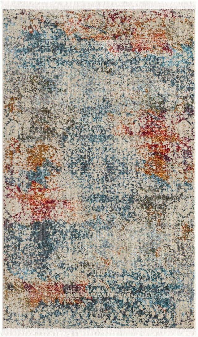 Cream 3' 3 x 5' 3 Baracoa Rectangle Area Rug 100% Polypropylene Distressed Vintage Living Dining Room Office Traditional Carpet for Sale at Rug Engine