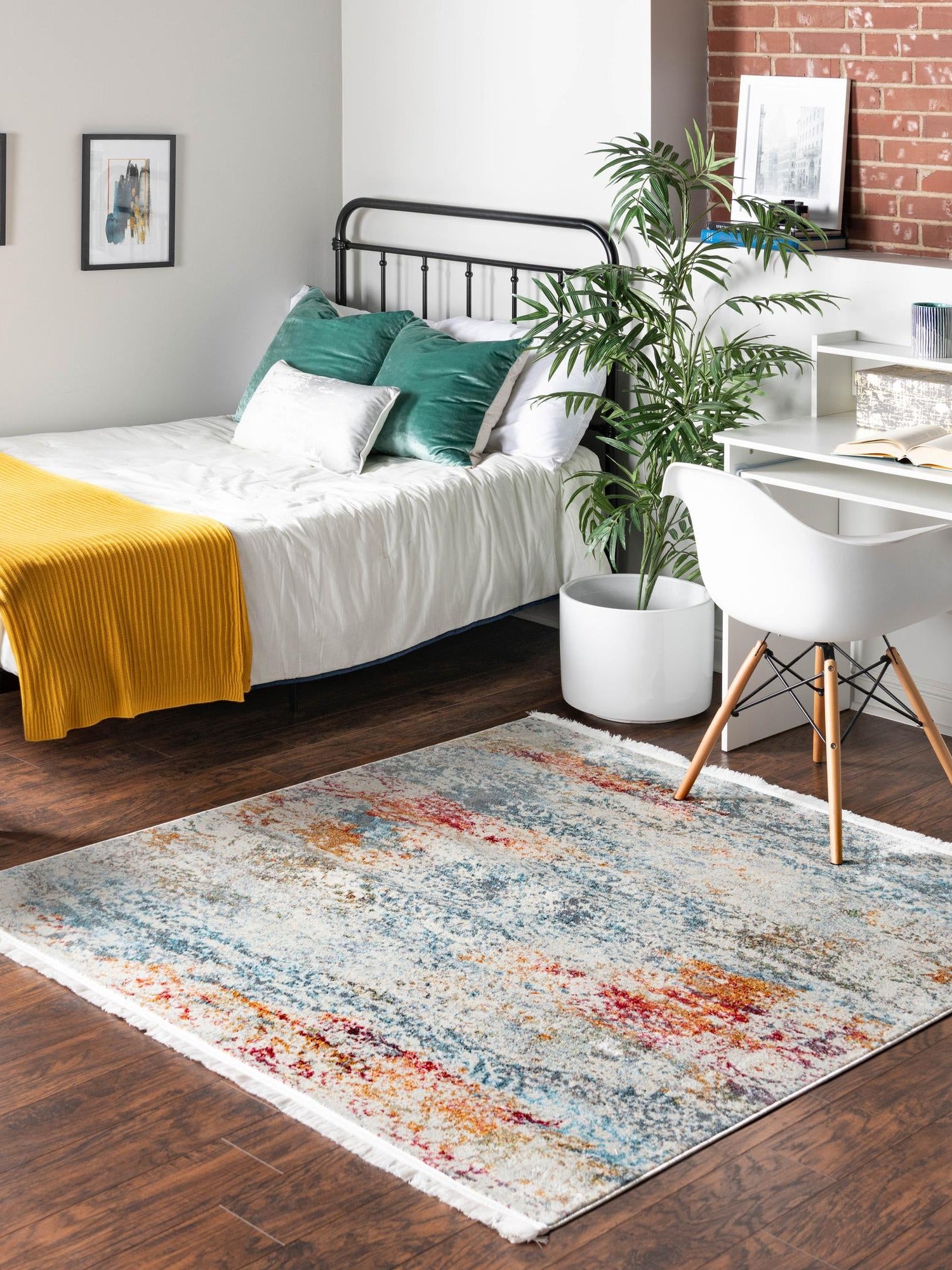 Cream 7' 1 x 7' 1 Baracoa Square Area Rug 100% Polypropylene Distressed Vintage Living Dining Room Office Traditional Carpet for Sale at Rug Engine