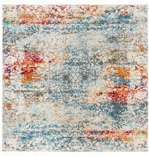 Cream 5' x 5' Baracoa Square Area Rug 100% Polypropylene Distressed Vintage Living Dining Room Office Traditional Carpet for Sale at Rug Engine