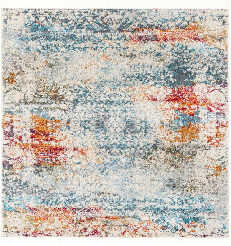 Cream 4' x 4' Baracoa Square Area Rug 100% Polypropylene Distressed Vintage Living Dining Room Office Traditional Carpet for Sale at Rug Engine