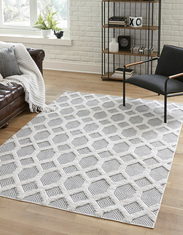 Anthracite Gray 6' 4 x 9' Sabrina Soto Casa Rectangle Area Rug 100% Cotton Geometric Pattern All Natural Material Eco Friendly Carpet for Sale at Rug Engine