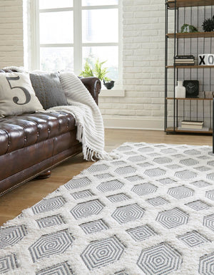 Anthracite Gray 4' 5 x 6' Sabrina Soto Casa Rectangle Area Rug 100% Cotton Geometric Pattern All Natural Material Eco Friendly Carpet for Sale at Rug Engine