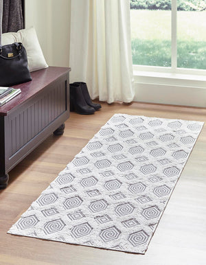 Anthracite Gray 2' 7 x 12' Sabrina Soto Casa Runner Area Rug 100% Cotton Geometric Pattern All Natural Material Eco Friendly Carpet for Sale at Rug Engine
