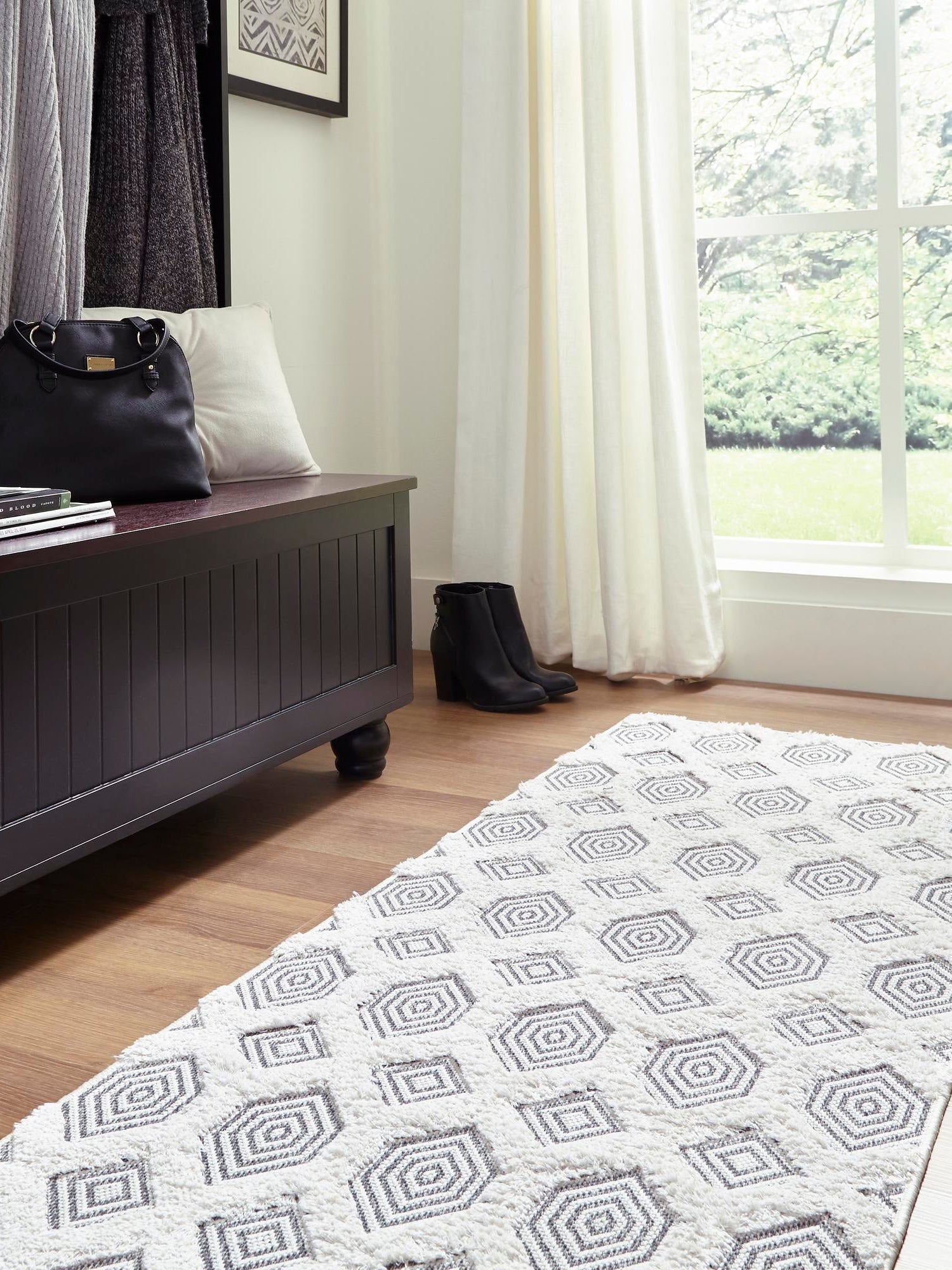Anthracite Gray 2' 3 x 6' Sabrina Soto Casa Runner Area Rug 100% Cotton Geometric Pattern All Natural Material Eco Friendly Carpet for Sale at Rug Engine