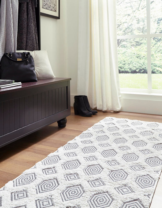 Anthracite Gray 2' 3 x 6' Sabrina Soto Casa Runner Area Rug 100% Cotton Geometric Pattern All Natural Material Eco Friendly Carpet for Sale at Rug Engine
