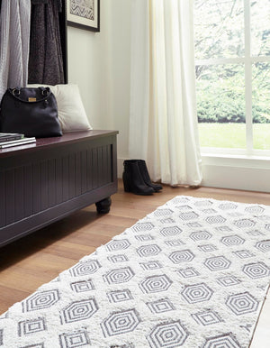 Anthracite Gray 2' 7 x 12' Sabrina Soto Casa Runner Area Rug 100% Cotton Geometric Pattern All Natural Material Eco Friendly Carpet for Sale at Rug Engine