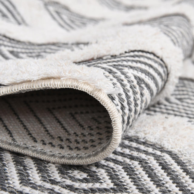 Anthracite Gray 2' 7 x 12' Sabrina Soto Casa Runner Area Rug 100% Cotton Geometric Pattern All Natural Material Eco Friendly Carpet for Sale at Rug Engine