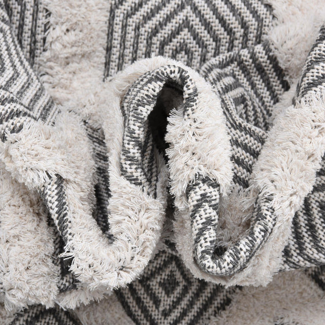 Anthracite Gray 2' 7 x 12' Sabrina Soto Casa Runner Area Rug 100% Cotton Geometric Pattern All Natural Material Eco Friendly Carpet for Sale at Rug Engine