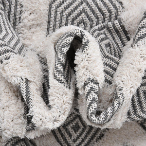 Anthracite Gray 2' 3 x 6' Sabrina Soto Casa Runner Area Rug 100% Cotton Geometric Pattern All Natural Material Eco Friendly Carpet for Sale at Rug Engine