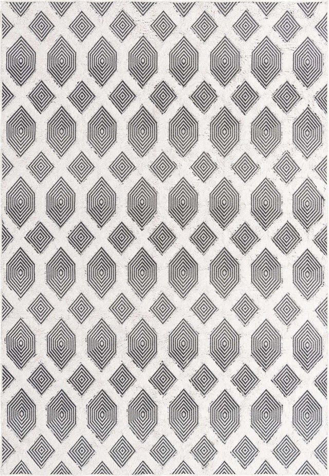 Black 6' 4 x 9' Sabrina Soto Casa Rectangle Area Rug 100% Cotton Geometric Pattern All Natural Material Eco Friendly Carpet for Sale at Rug Engine