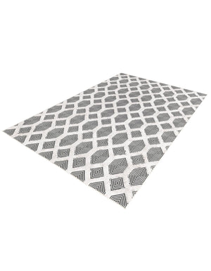 Black 5' 3 x 8' Sabrina Soto Casa Rectangle Area Rug 100% Cotton Geometric Pattern All Natural Material Eco Friendly Carpet for Sale at Rug Engine