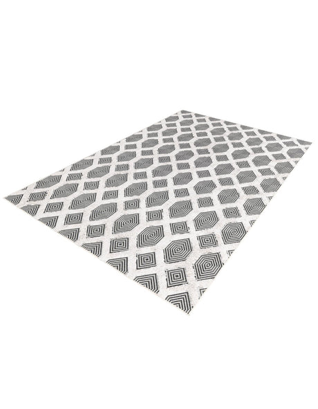 Black 5' 3 x 8' Sabrina Soto Casa Rectangle Area Rug 100% Cotton Geometric Pattern All Natural Material Eco Friendly Carpet for Sale at Rug Engine