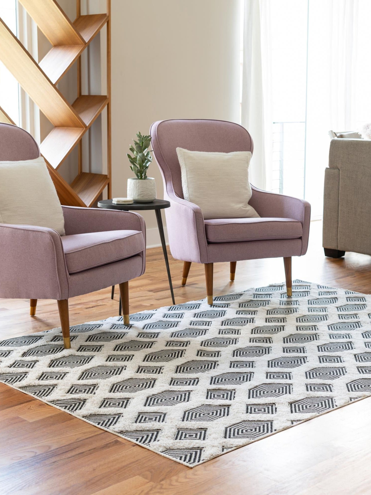 Black 6' 4 x 9' Sabrina Soto Casa Rectangle Area Rug 100% Cotton Geometric Pattern All Natural Material Eco Friendly Carpet for Sale at Rug Engine