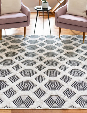 Black 2' 3 x 3' Sabrina Soto Casa Rectangle Area Rug 100% Cotton Geometric Pattern All Natural Material Eco Friendly Carpet for Sale at Rug Engine
