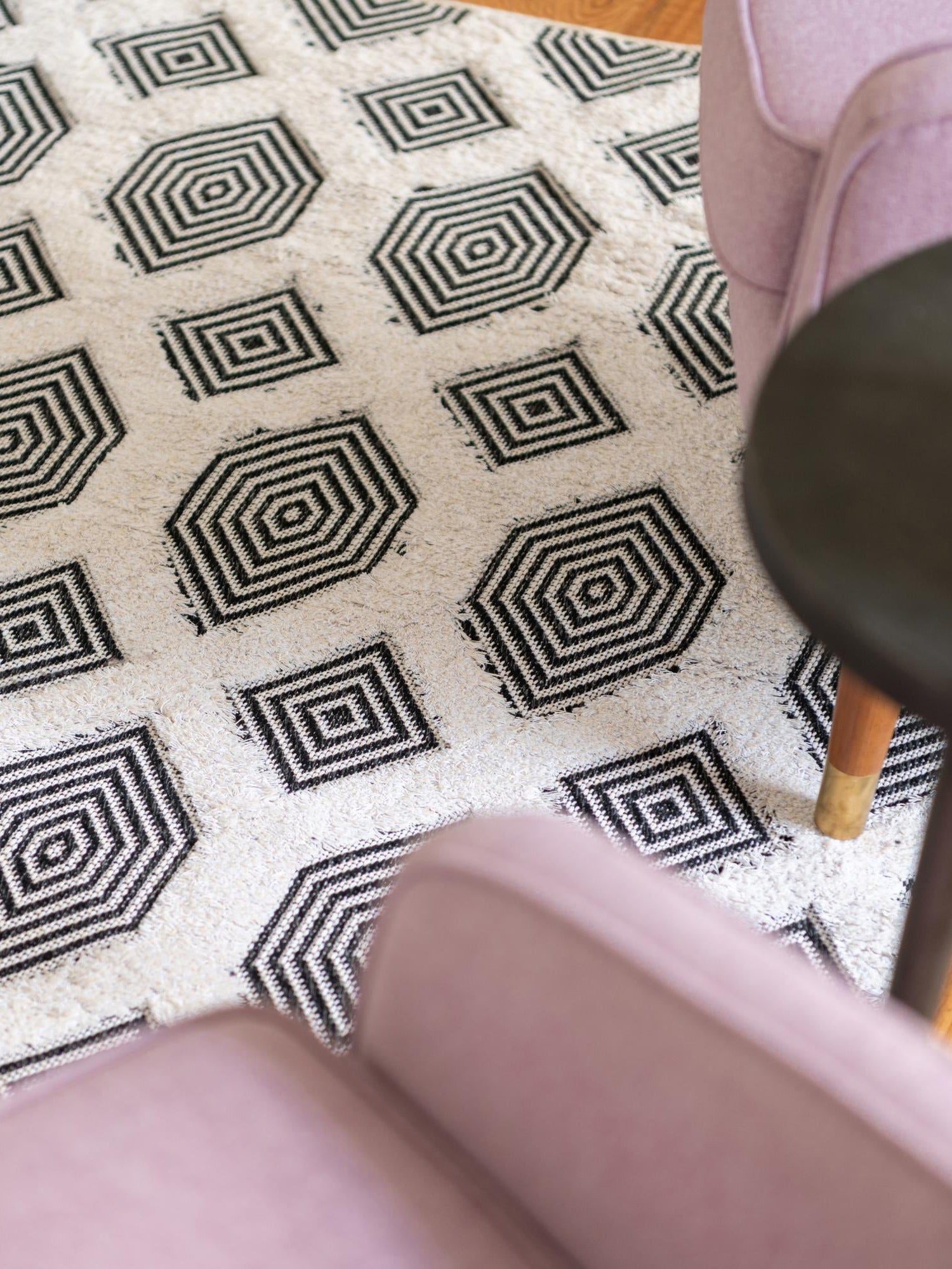 Black 8' 3 x 10' Sabrina Soto Casa Rectangle Area Rug 100% Cotton Geometric Pattern All Natural Material Eco Friendly Carpet for Sale at Rug Engine