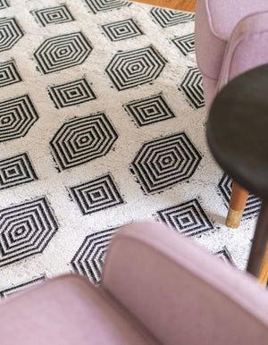 Black 8' 3 x 10' Sabrina Soto Casa Rectangle Area Rug 100% Cotton Geometric Pattern All Natural Material Eco Friendly Carpet for Sale at Rug Engine