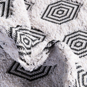 Black 4' 5 x 6' Sabrina Soto Casa Rectangle Area Rug 100% Cotton Geometric Pattern All Natural Material Eco Friendly Carpet for Sale at Rug Engine