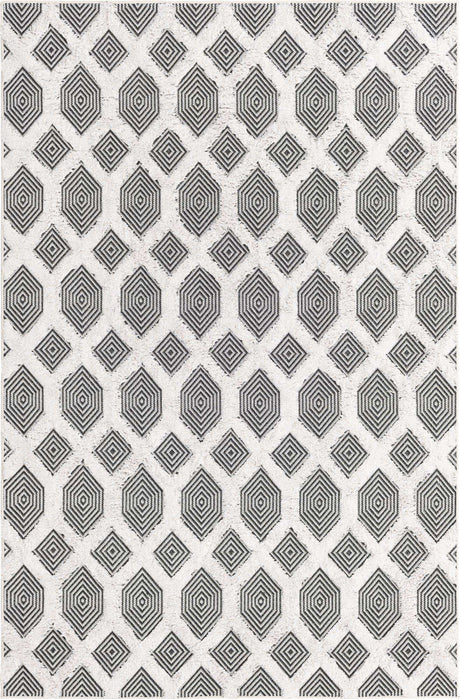 Black 5' 3 x 8' Sabrina Soto Casa Rectangle Area Rug 100% Cotton Geometric Pattern All Natural Material Eco Friendly Carpet for Sale at Rug Engine