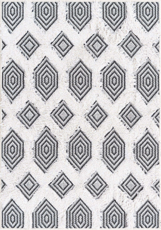 Black 2' 3 x 3' Sabrina Soto Casa Rectangle Area Rug 100% Cotton Geometric Pattern All Natural Material Eco Friendly Carpet for Sale at Rug Engine