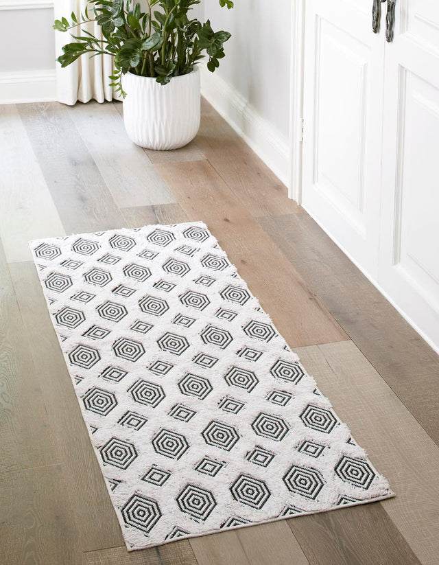 Black 2' 3 x 8' Sabrina Soto Casa Runner Area Rug 100% Cotton Geometric Pattern All Natural Material Eco Friendly Carpet for Sale at Rug Engine