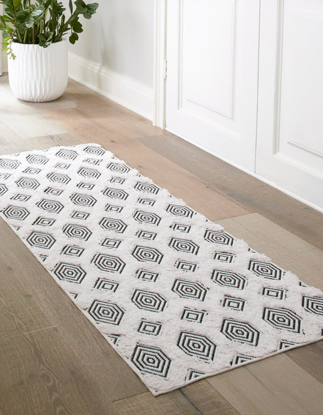 Black 2' 3 x 8' Sabrina Soto Casa Runner Area Rug 100% Cotton Geometric Pattern All Natural Material Eco Friendly Carpet for Sale at Rug Engine