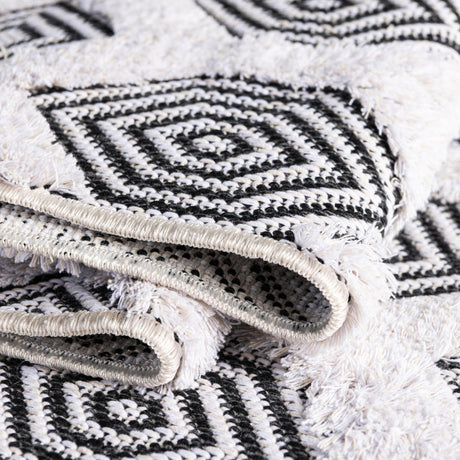 Black 2' 3 x 8' Sabrina Soto Casa Runner Area Rug 100% Cotton Geometric Pattern All Natural Material Eco Friendly Carpet for Sale at Rug Engine