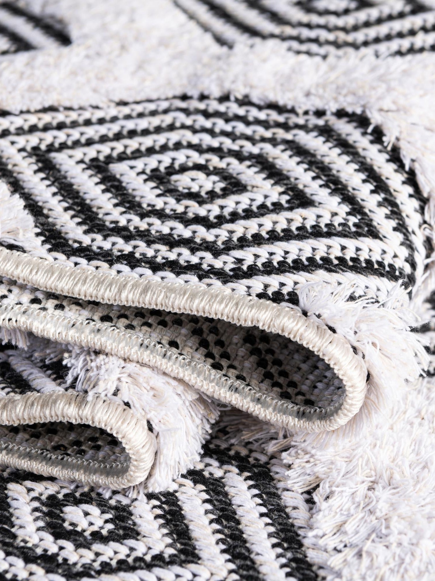 Black 2' 3 x 6' Sabrina Soto Casa Runner Area Rug 100% Cotton Geometric Pattern All Natural Material Eco Friendly Carpet for Sale at Rug Engine
