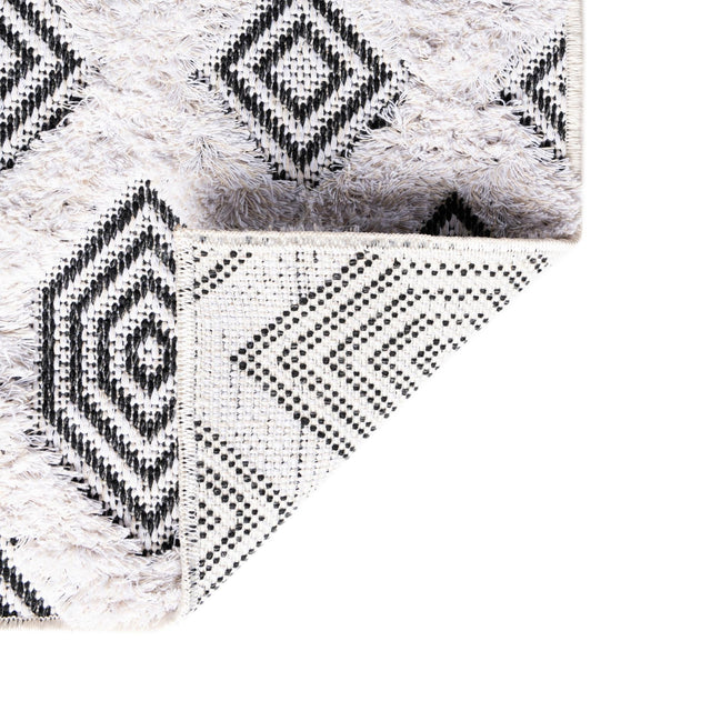 Black 2' 3 x 6' Sabrina Soto Casa Runner Area Rug 100% Cotton Geometric Pattern All Natural Material Eco Friendly Carpet for Sale at Rug Engine