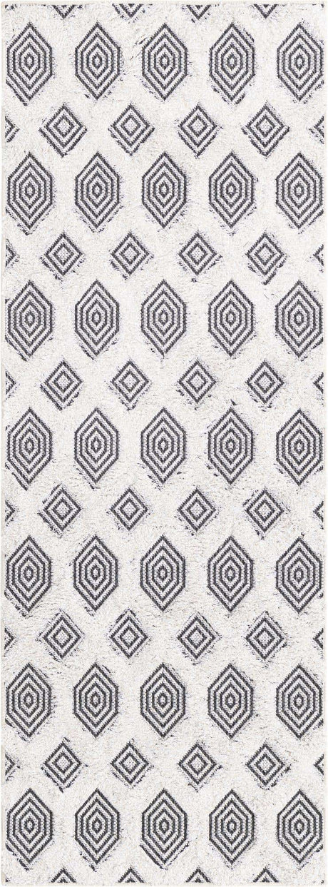 Black 2' 3 x 6' Sabrina Soto Casa Runner Area Rug 100% Cotton Geometric Pattern All Natural Material Eco Friendly Carpet for Sale at Rug Engine