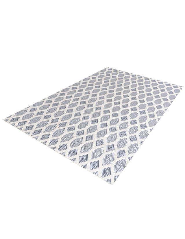 Navy Blue 9' 10 x 12' Sabrina Soto Casa Rectangle Area Rug 100% Cotton Geometric Pattern All Natural Material Eco Friendly Carpet for Sale at Rug Engine