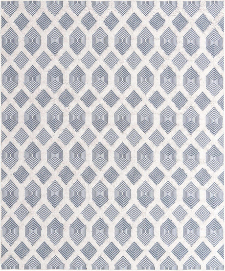 Navy Blue 8' 3 x 10' Sabrina Soto Casa Rectangle Area Rug 100% Cotton Geometric Pattern All Natural Material Eco Friendly Carpet for Sale at Rug Engine