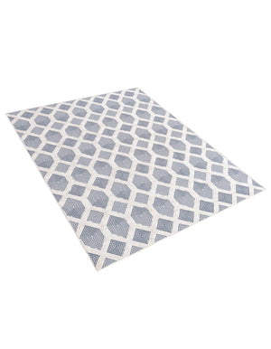 Navy Blue 6' 4 x 9' Sabrina Soto Casa Rectangle Area Rug 100% Cotton Geometric Pattern All Natural Material Eco Friendly Carpet for Sale at Rug Engine